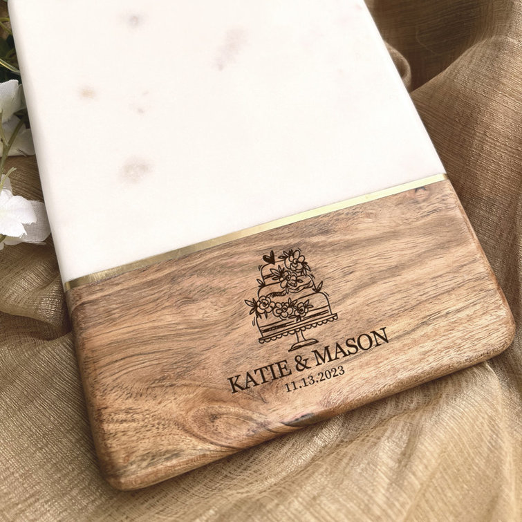 LuxeDesigns Handcrafted Personalized/Customizable Mango Wood & White